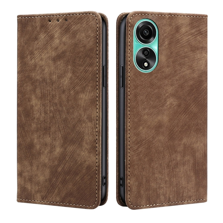Custodia per telefono in pelle magnetica con spazzola antifurto RFID, For OPPO A2 Pro 5G, For OPPO A58 4G, For OPPO Reno10 5G / Reno10 Pro 5G Global, For OPPO A78 4G