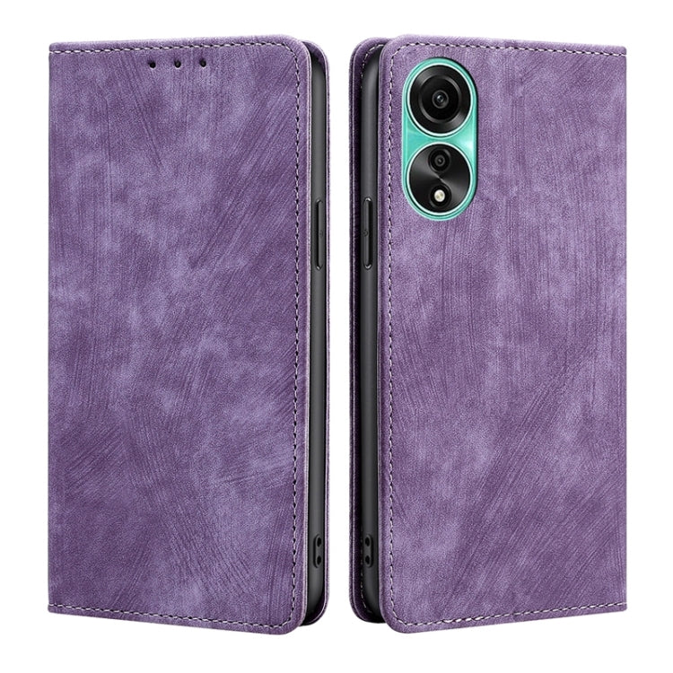 Custodia per telefono in pelle magnetica con spazzola antifurto RFID, For OPPO A2 Pro 5G, For OPPO A58 4G, For OPPO Reno10 5G / Reno10 Pro 5G Global, For OPPO A78 4G
