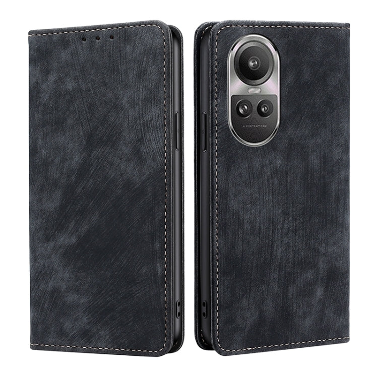 Custodia per telefono in pelle magnetica con spazzola antifurto RFID, For OPPO A2 Pro 5G, For OPPO A58 4G, For OPPO Reno10 5G / Reno10 Pro 5G Global, For OPPO A78 4G