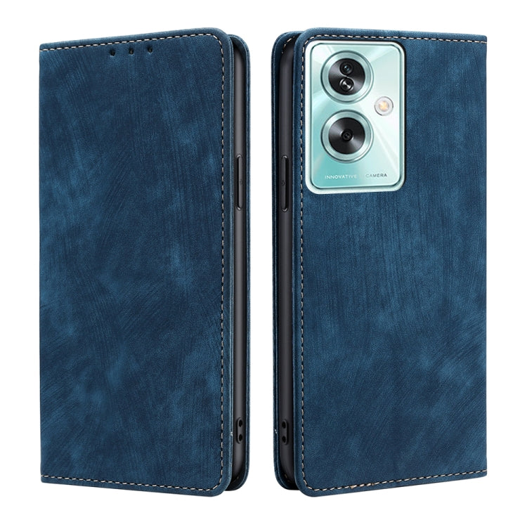 Custodia per telefono in pelle magnetica con spazzola antifurto RFID, For OPPO Reno10 Pro+ 5G, For OPPO A1 5G, For OPPO A79 5G