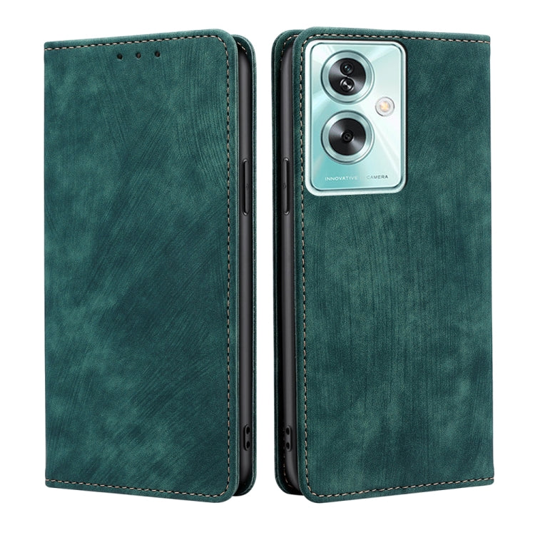 Custodia per telefono in pelle magnetica con spazzola antifurto RFID, For OPPO Reno10 Pro+ 5G, For OPPO A1 5G, For OPPO A79 5G