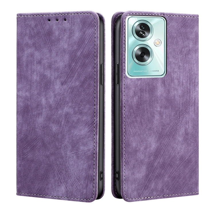 Custodia per telefono in pelle magnetica con spazzola antifurto RFID, For OPPO Reno10 Pro+ 5G, For OPPO A1 5G, For OPPO A79 5G