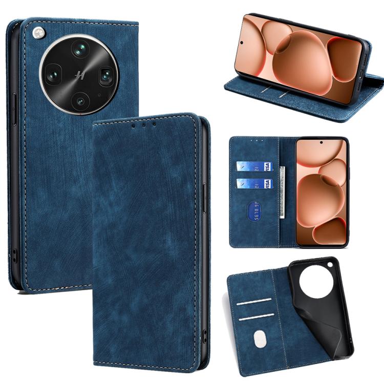 Custodia in pelle magnetica con blocco RFID per OPPO A5 5G
