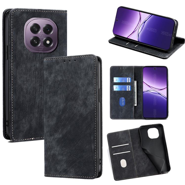 Custodia in pelle magnetica con blocco RFID per OPPO A5 5G