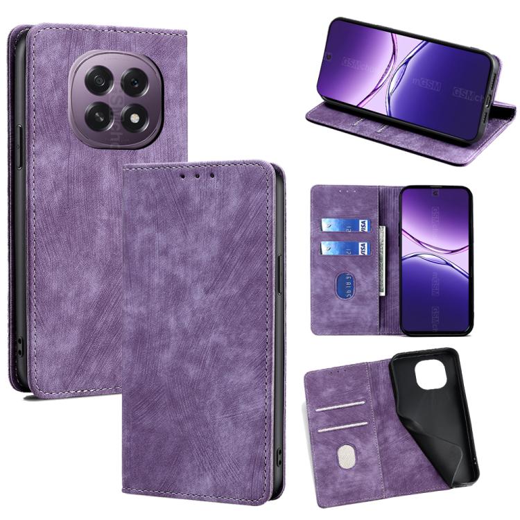 Custodia in pelle magnetica con blocco RFID per OPPO A5 5G