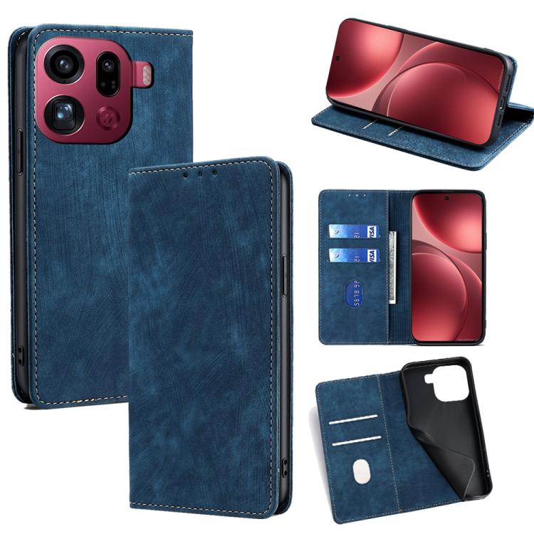 Custodia in pelle magnetica con blocco RFID per OPPO Find X9 Pro