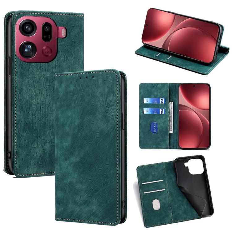 Custodia in pelle magnetica con blocco RFID per OPPO Find X9 Pro