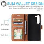Custodia portafoglio in pelle con blocco RFID per Galaxy S23