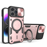 Custodia per telefono con supporto magnetico per camshield scorrevole con texture CD, For iPhone 14, For iPhone 14 Pro, For iPhone 14 Pro Max, For iPhone 13 Pro Max