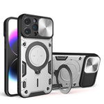 Custodia per telefono con supporto magnetico per camshield scorrevole con texture CD, For iPhone 14, For iPhone 14 Pro, For iPhone 14 Pro Max, For iPhone 13 Pro Max