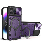 Custodia per telefono con supporto magnetico per camshield scorrevole con texture CD, For iPhone 14, For iPhone 14 Pro, For iPhone 14 Pro Max, For iPhone 13 Pro Max