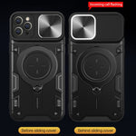 Custodia per telefono con supporto magnetico per camshield scorrevole con texture CD, For iPhone 12 Pro, For iPhone 11 Pro Max, For iPhone 11, For iPhone 11 Pro