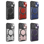 Custodia per telefono con supporto magnetico per camshield scorrevole con texture CD, For iPhone 14, For iPhone 14 Pro, For iPhone 14 Pro Max, For iPhone 13 Pro Max