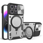 Custodia per telefono con supporto magnetico per camshield scorrevole con texture CD, For iPhone 15 Pro, For iPhone 15 Plus, For iPhone 15, For iPhone 14 Plus