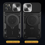 Custodia per telefono con supporto magnetico per camshield scorrevole con texture CD, For iPhone 13 Pro, For iPhone 13, For iPhone 12, For iPhone 12 Pro Max