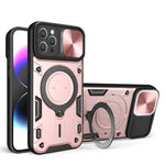 Custodia per telefono con supporto magnetico per camshield scorrevole con texture CD, For iPhone 14, For iPhone 14 Pro, For iPhone 14 Pro Max, For iPhone 13 Pro Max
