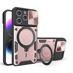 Custodia per telefono con supporto magnetico per camshield scorrevole con texture CD, For iPhone 15 Pro, For iPhone 15 Plus, For iPhone 15, For iPhone 14 Plus