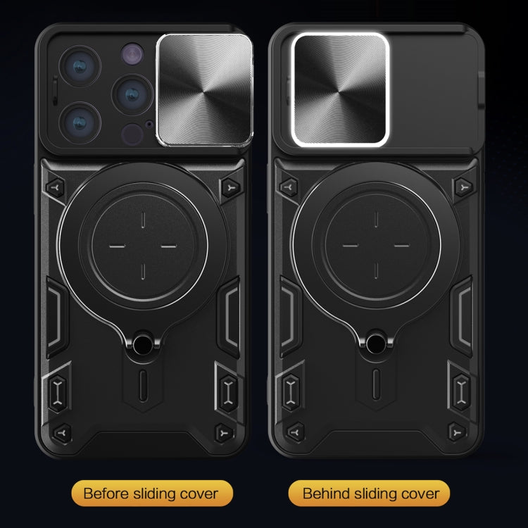 Custodia per telefono con supporto magnetico per camshield scorrevole con texture CD, For iPhone 15 Pro, For iPhone 15 Plus, For iPhone 15, For iPhone 14 Plus