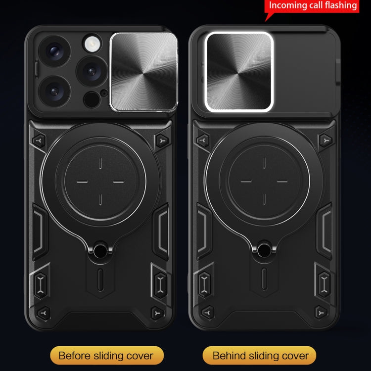 Custodia per telefono con supporto magnetico per camshield scorrevole con texture CD, For iPhone 16 Pro, For iPhone 16 Plus, For iPhone 16, For iPhone 15 Pro Max