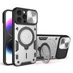 Custodia per telefono con supporto magnetico per camshield scorrevole con texture CD, For iPhone 16 Pro, For iPhone 16 Plus, For iPhone 16, For iPhone 15 Pro Max