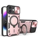 Custodia per telefono con supporto magnetico per camshield scorrevole con texture CD, For iPhone 16 Pro, For iPhone 16 Plus, For iPhone 16, For iPhone 15 Pro Max