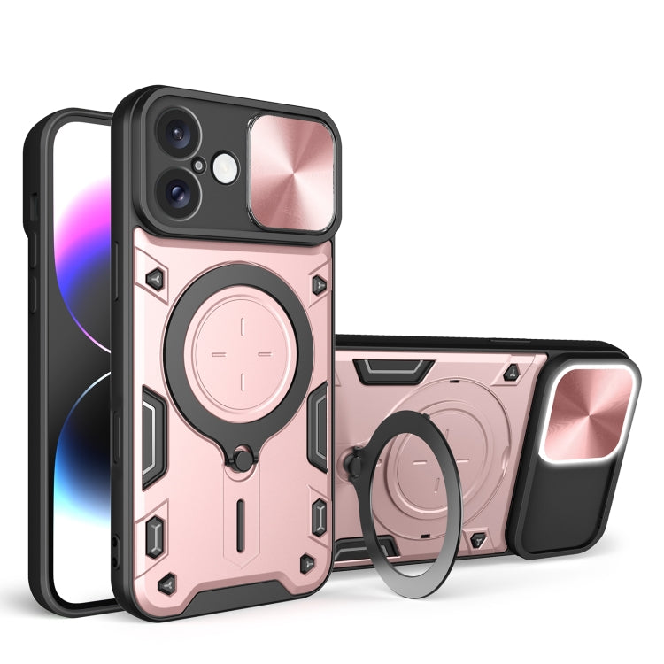 Custodia per telefono con supporto magnetico per camshield scorrevole con texture CD, For iPhone 16 Pro, For iPhone 16 Plus, For iPhone 16, For iPhone 15 Pro Max