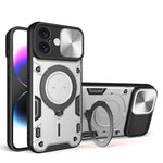 Custodia per telefono con supporto magnetico per camshield scorrevole con texture CD, For iPhone 16 Pro, For iPhone 16 Plus, For iPhone 16, For iPhone 15 Pro Max