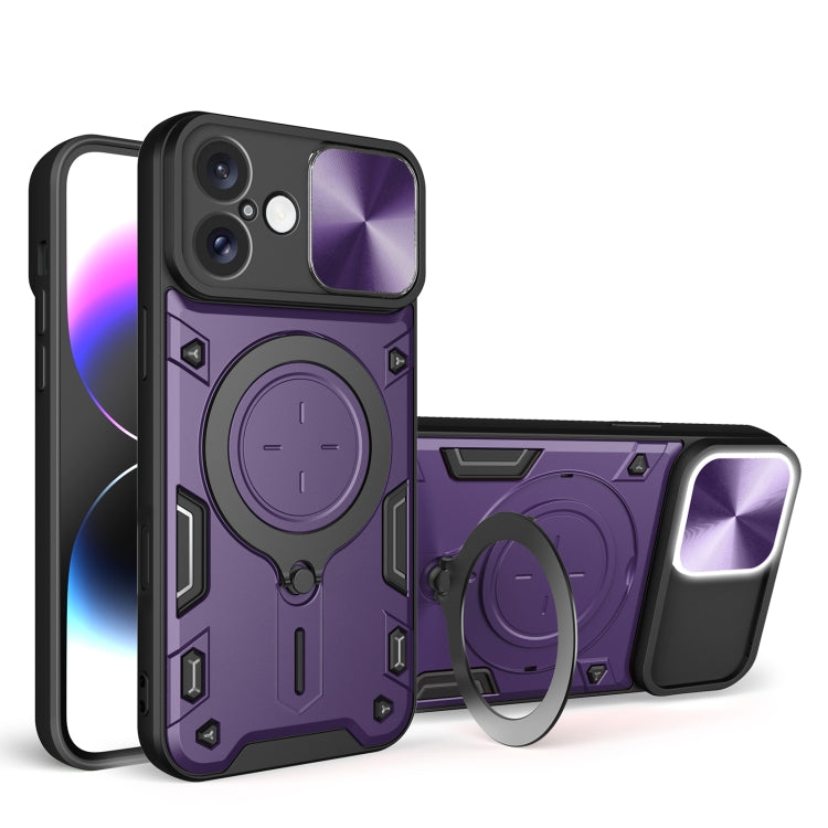Custodia per telefono con supporto magnetico per camshield scorrevole con texture CD, For iPhone 16 Pro, For iPhone 16 Plus, For iPhone 16, For iPhone 15 Pro Max
