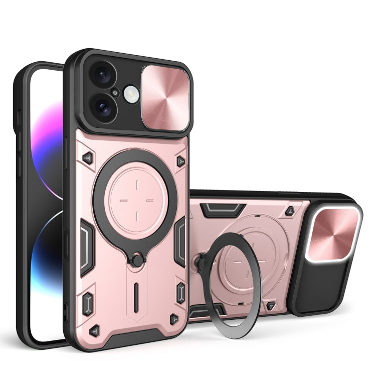 Custodia per telefono con supporto magnetico per camshield scorrevole con texture CD, For iPhone 16 Pro, For iPhone 16 Plus, For iPhone 16, For iPhone 15 Pro Max