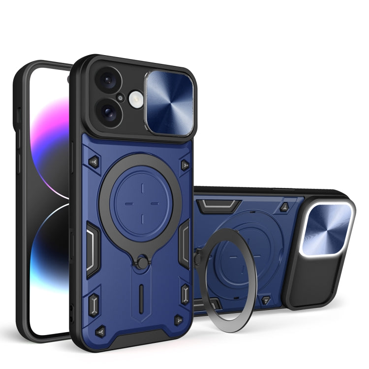 Custodia per telefono con supporto magnetico per camshield scorrevole con texture CD, For iPhone 16 Pro, For iPhone 16 Plus, For iPhone 16, For iPhone 15 Pro Max