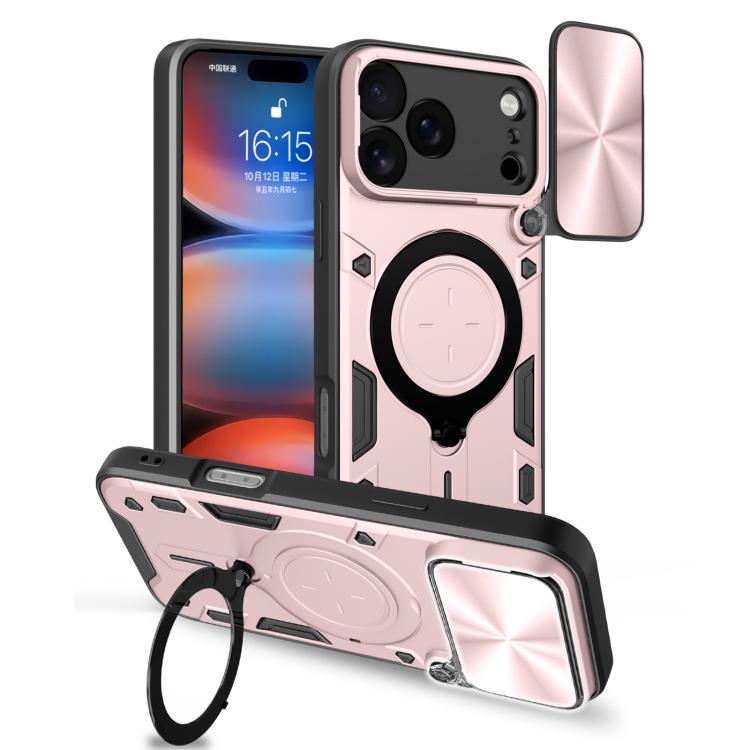 Custodia per telefono con supporto magnetico per camshield scorrevole con texture CD, For iPhone 18 Pro, For iPhone 18 Pro Max, For iPhone 17e / 16e, For iPhone 17 Pro Max