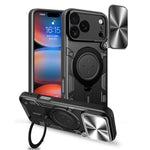 Custodia per telefono con supporto magnetico per camshield scorrevole con texture CD, For iPhone 18 Pro, For iPhone 18 Pro Max, For iPhone 17e / 16e, For iPhone 17 Pro Max
