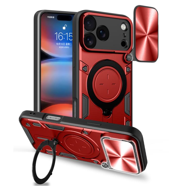 Custodia per telefono con supporto magnetico per camshield scorrevole con texture CD, For iPhone 18 Pro, For iPhone 18 Pro Max, For iPhone 17e / 16e, For iPhone 17 Pro Max