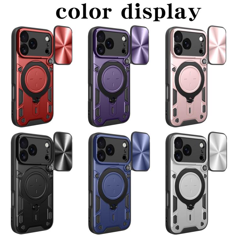 Custodia per telefono con supporto magnetico per camshield scorrevole con texture CD, For iPhone 17 Pro, For iPhone 17, For iPhone Air, For iPhone 16 Pro Max
