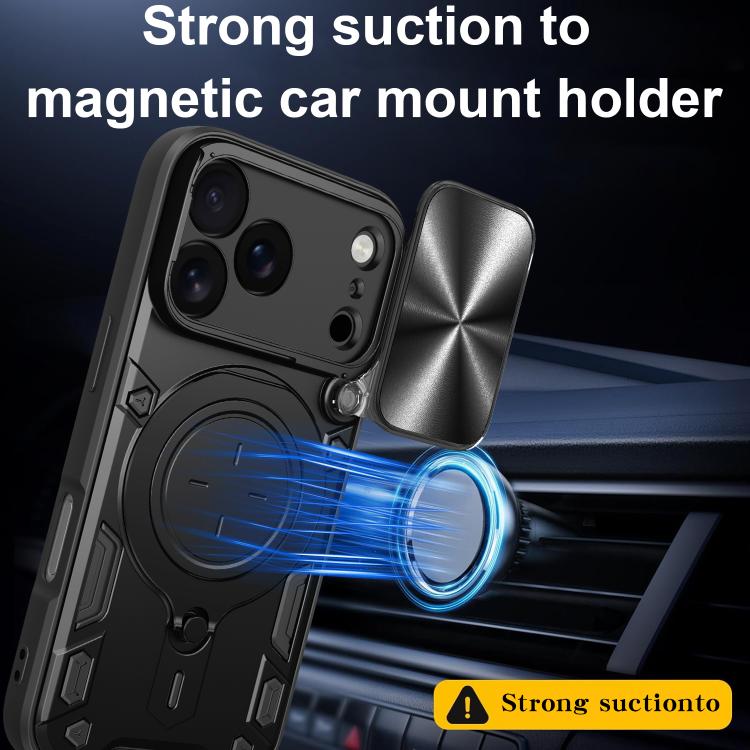 Custodia per telefono con supporto magnetico per camshield scorrevole con texture CD, For iPhone 17 Pro, For iPhone 17, For iPhone Air, For iPhone 16 Pro Max