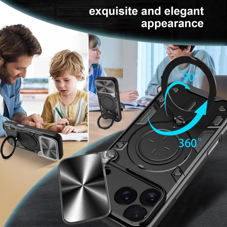 Custodia per telefono con supporto magnetico per camshield scorrevole con texture CD, For iPhone 17 Pro, For iPhone 17, For iPhone Air, For iPhone 16 Pro Max
