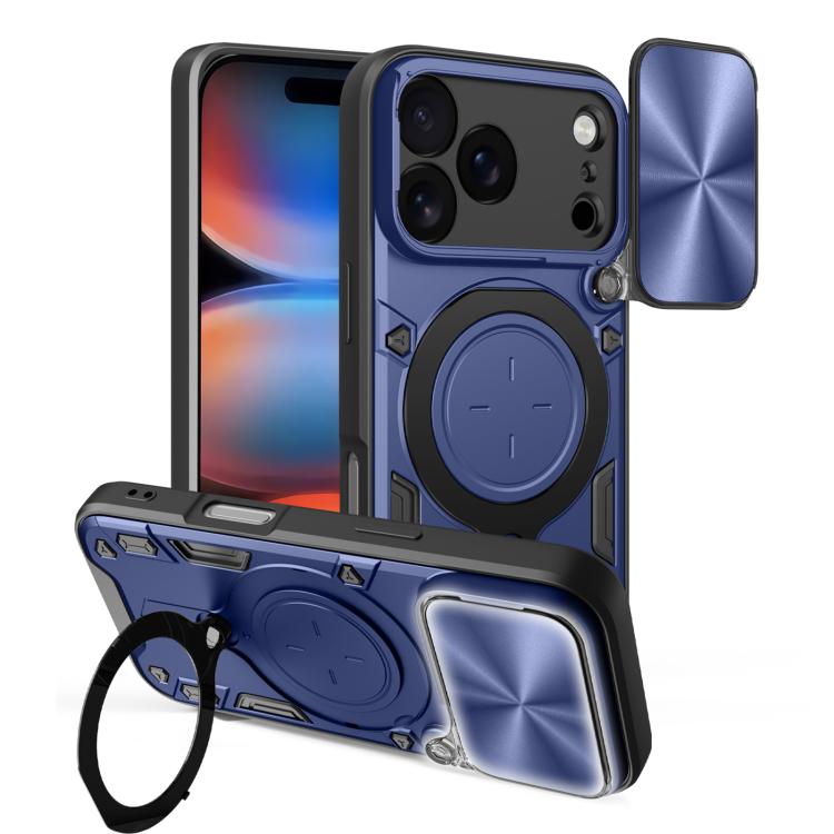 Custodia per telefono con supporto magnetico per camshield scorrevole con texture CD, For iPhone 17 Pro, For iPhone 17, For iPhone Air, For iPhone 16 Pro Max