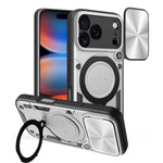 Custodia per telefono con supporto magnetico per camshield scorrevole con texture CD, For iPhone 17 Pro, For iPhone 17, For iPhone Air, For iPhone 16 Pro Max