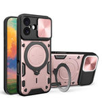 Custodia per telefono con supporto magnetico per camshield scorrevole con texture CD, For iPhone 17 Pro, For iPhone 17, For iPhone Air, For iPhone 16 Pro Max