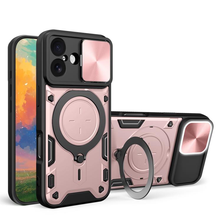 Custodia per telefono con supporto magnetico per camshield scorrevole con texture CD, For iPhone 17 Pro, For iPhone 17, For iPhone Air, For iPhone 16 Pro Max