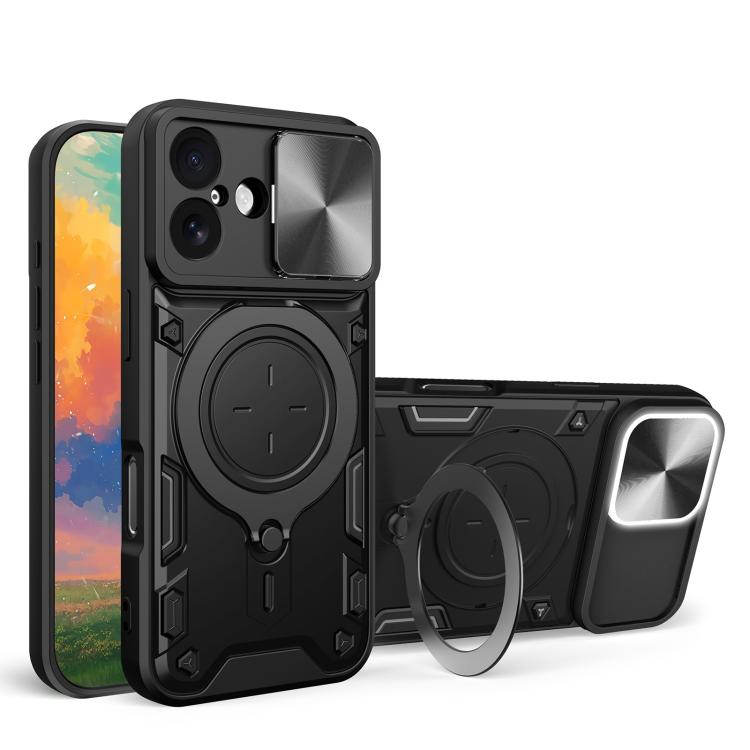 Custodia per telefono con supporto magnetico per camshield scorrevole con texture CD, For iPhone 17 Pro, For iPhone 17, For iPhone Air, For iPhone 16 Pro Max