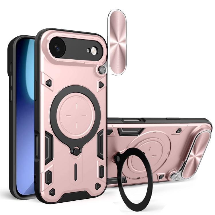 Custodia per telefono con supporto magnetico per camshield scorrevole con texture CD, For iPhone 17 Pro, For iPhone 17, For iPhone Air, For iPhone 16 Pro Max