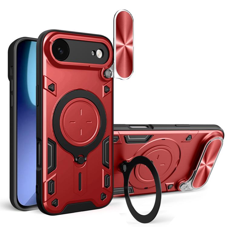 Custodia per telefono con supporto magnetico per camshield scorrevole con texture CD, For iPhone 17 Pro, For iPhone 17, For iPhone Air, For iPhone 16 Pro Max
