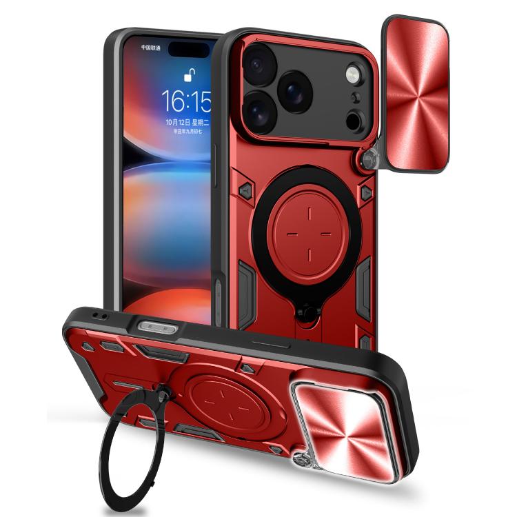 Custodia per telefono con supporto magnetico per camshield scorrevole con texture CD, For iPhone 18 Pro, For iPhone 18 Pro Max, For iPhone 17e / 16e, For iPhone 17 Pro Max
