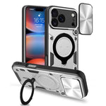 Custodia per telefono con supporto magnetico per camshield scorrevole con texture CD, For iPhone 18 Pro, For iPhone 18 Pro Max, For iPhone 17e / 16e, For iPhone 17 Pro Max