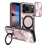 Custodia per telefono con supporto magnetico per camshield scorrevole con texture CD, For iPhone 18 Pro, For iPhone 18 Pro Max, For iPhone 17e / 16e, For iPhone 17 Pro Max
