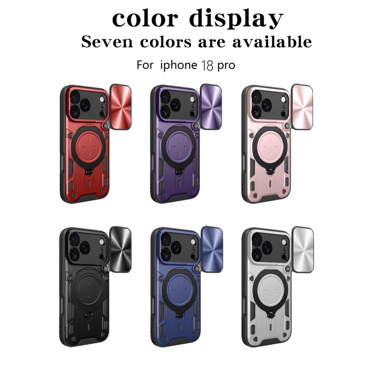 Custodia per telefono con supporto magnetico per camshield scorrevole con texture CD, For iPhone 18 Pro, For iPhone 18 Pro Max, For iPhone 17e / 16e, For iPhone 17 Pro Max