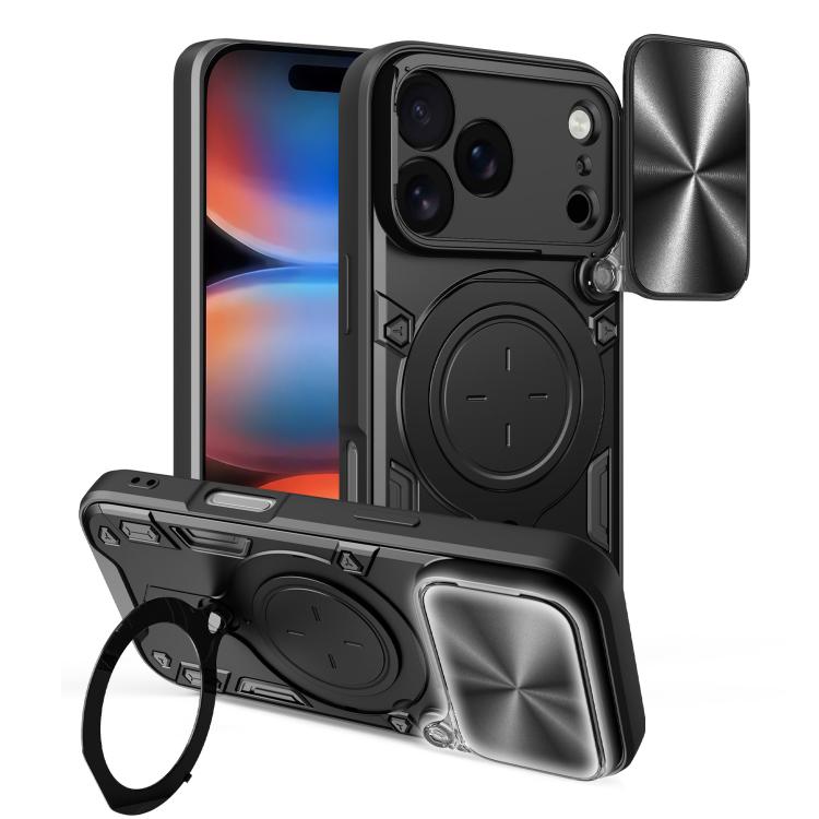 Custodia per telefono con supporto magnetico per camshield scorrevole con texture CD, For iPhone 18 Pro, For iPhone 18 Pro Max, For iPhone 17e / 16e, For iPhone 17 Pro Max
