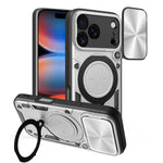 Custodia per telefono con supporto magnetico per camshield scorrevole con texture CD, For iPhone 18 Pro, For iPhone 18 Pro Max, For iPhone 17e / 16e, For iPhone 17 Pro Max