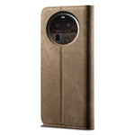 Custodia pelle flip orizzontale con texture denim per OPPO Find X6